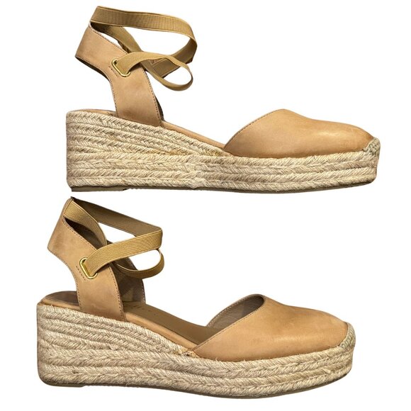 Bettye Muller Concepts Women's Reba Espadrille Wedge Beige Leather Size 9 - Picture 9 of 10